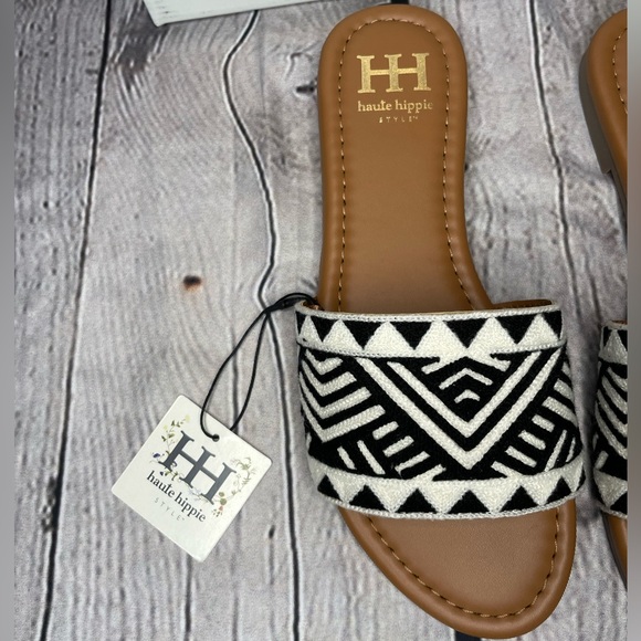 NWT Haute Hippie Black Aztec Embro Sandals - Picture 3 of 7